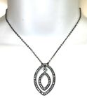 Rhinestone Chain Pendant Adjustable Necklace Signed Givenchy Logo Sky Blue Glass