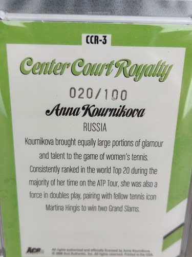 2006 Ace Authentic Center Court Royalty Anna Kournikova /100 Auto PSA 9 - Bild 3 von 4