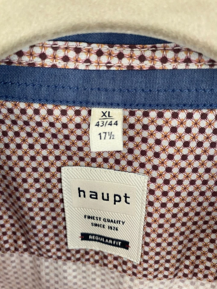 Camisa de vestir HAUPT para hombre de ajuste regular a cuadros manga larga con botones XL 43/44 17 1/2 Foto 4 de 4