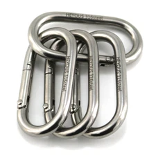2.36" Stainless Steel Carabiner Clip Small Spring Snap Hooks Oval Carabiners 4PC