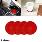 4-Pack Red Silicone Interior Vehicle Cup Holder Anti-slip Coasters Accessories