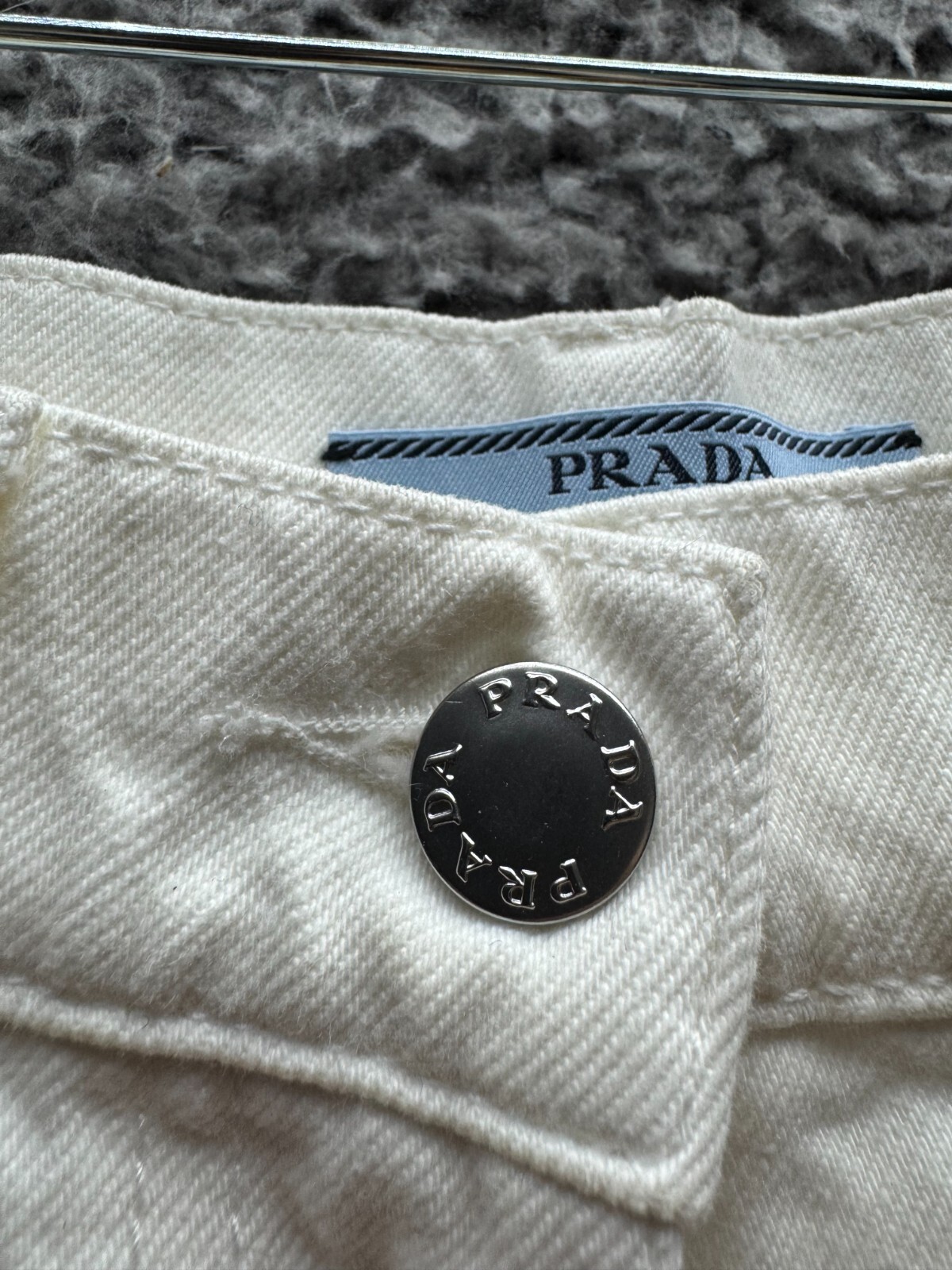 Prada Womens Ivory High Rise Minimalist Classic wide leg flare Fit Jeans Size 25 thumbnail 5