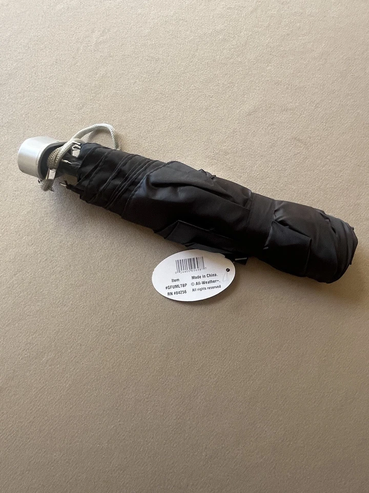 Easy-Dry Black All-Weather Mini Umbrella, Easy To Open & Close, New With Tags! - Image 4 of 4
