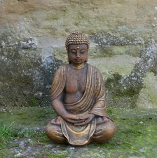 Statua Buddha Feng Shui statua in pietra 39 cm 11 kg oro cemento bianco antigelo