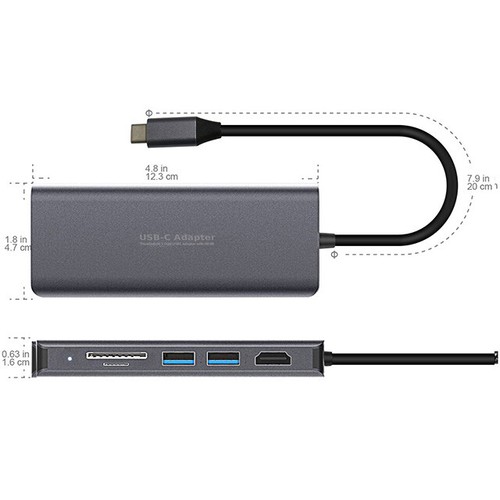 USB C 7 in 1 Multi Hub Adapter Expansion HDMI 4K &Giga RJ45 USB 3.0 for Laptop - Picture 7 of 8