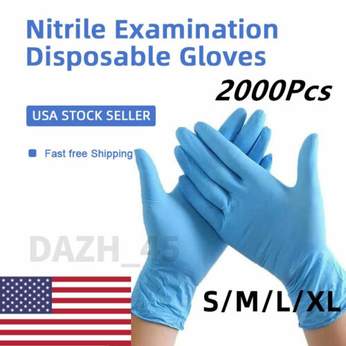 2000Pcs Nitrile Exam Latex Free Glove 4 Mil disposable Medical Gloves S/M/L/XL - Picture 1 of 5