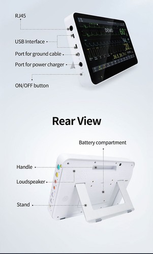 Vital Signs Patient Monitor Multi-parameter ICU Machine ECG Optional CO2 Printer - Picture 31 of 53
