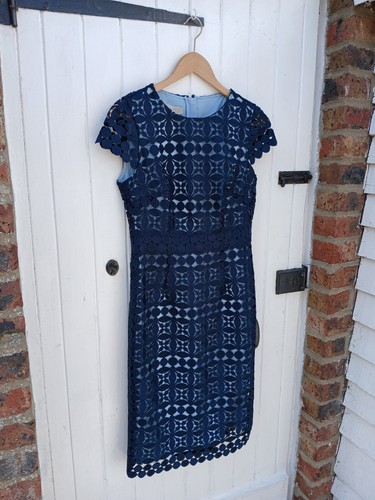 HOBBS WOMENS MABELLE MIDNIGHT BLUE LACE SHIFT DRESS - UK 10 - NEW - RRP: £189 - Picture 10 of 21