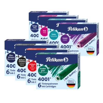 Pelikan 6 Tintenpatronen Füller Standard kurz 4001 TP/6, Farben wählbar