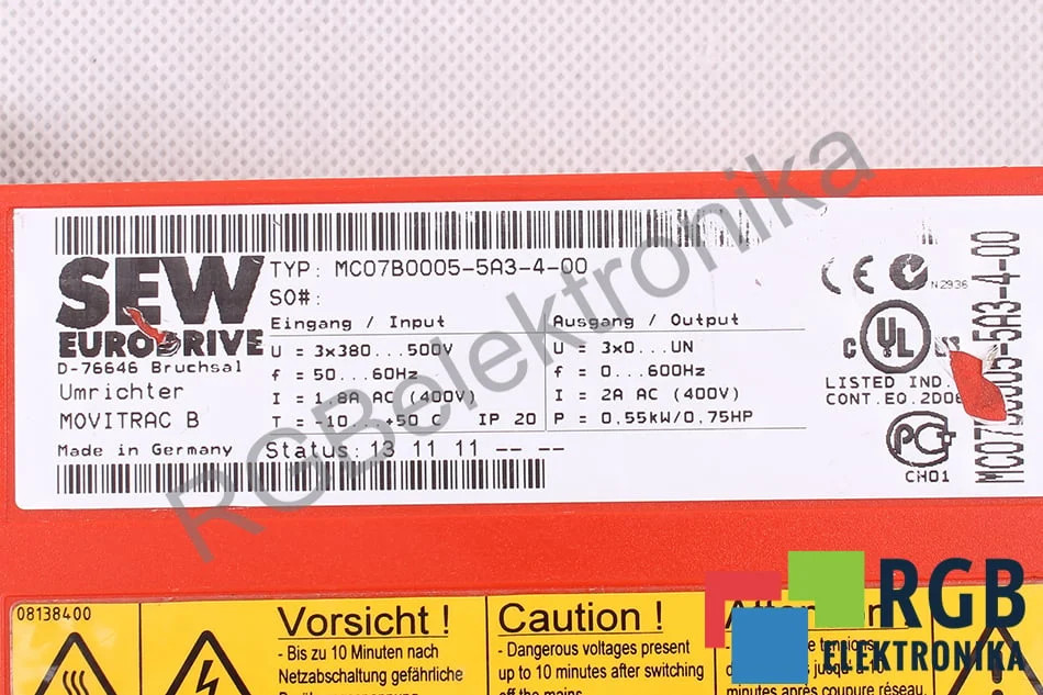 MC07B0005-5A3-4-00 MOVITRAC B SEW EURODRIVE - Reconditionné - Garantie 24 mois