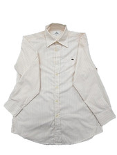 Lacoste White Striped Long Sleeve Button Down XL Cotton Embroidered Croc