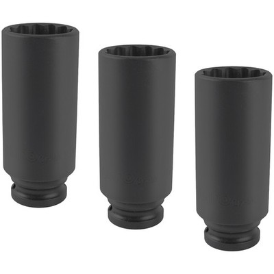 3x TECPO KRAFT-STECKSCHLÜSSEL-EINSATZ 1/2'' SW 27mm ANTRIEBSWELLEN VIELZAHN NUSS