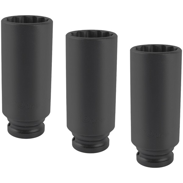 "3X Tecpo KRAFT-STECKSCHLÜSSEL-EINSATZ 1/2\" SW 27Mm Antriebswellen Vielzahn Nuss"-image