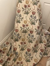 large vintage floral tapestry style crewel look curtains  96"w 68"d