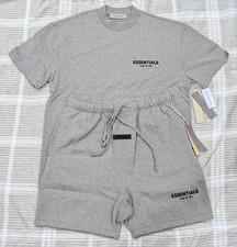 Fear of God Essentials Oversized T-Shirts Shorts M Size Set 'Dark Oatmeal'