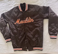 Vintage Mauldin Varsity Satin Snap Button Jac...