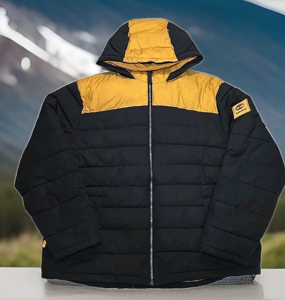Timberland Heavy Hooded Puffer Jacket~Wheat/Black ~ Men's 2XL - Image 2 of 4