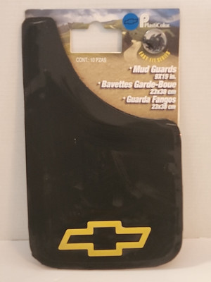 NOS Plasticolor Chevy Gold Bowtie Mud Flap Guards Set of 2 Chevrolet 9x15 NEW