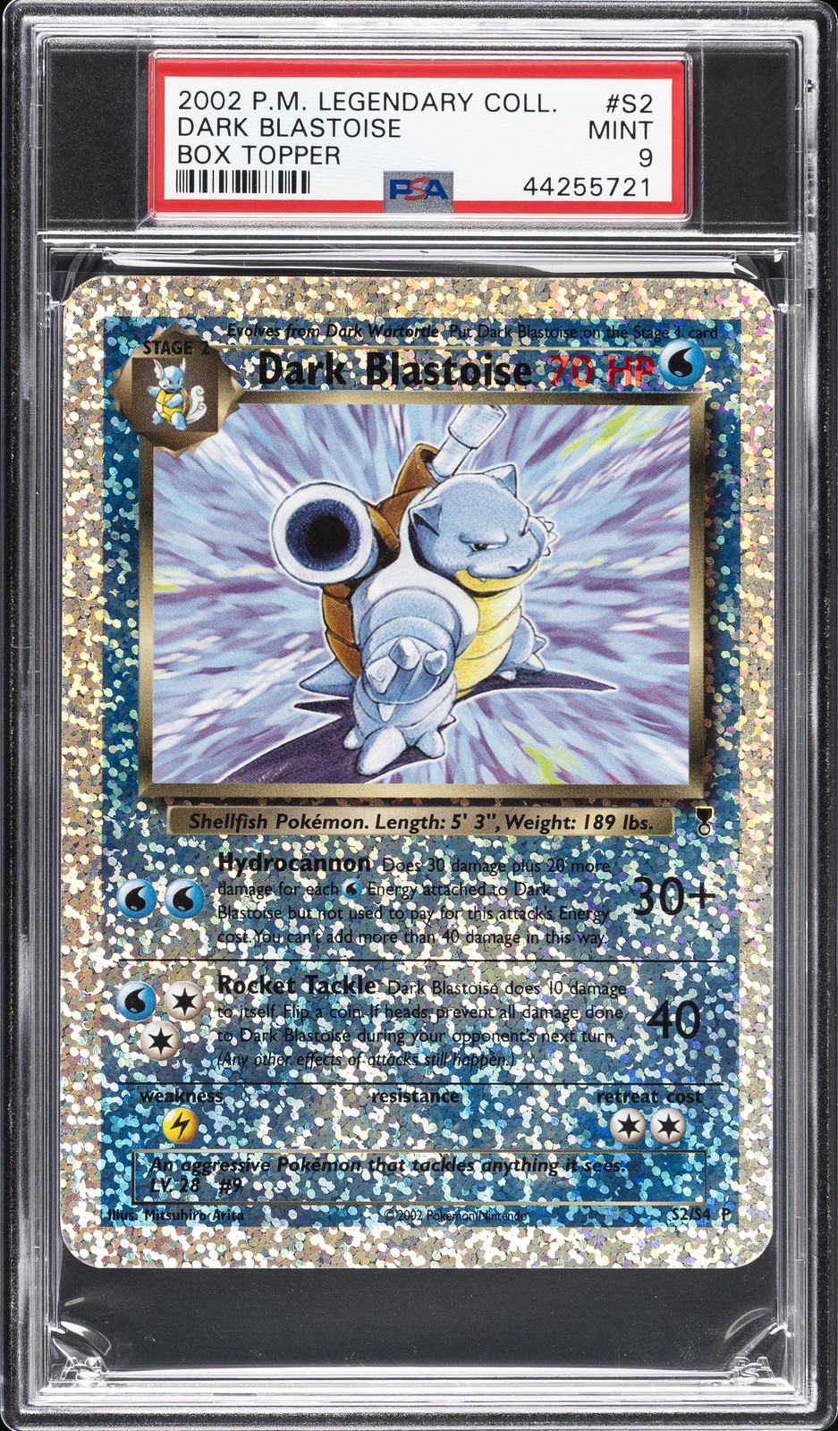 2002 POKEMON LEGENDARY COLLECTION BOX TOPPER #S2 DARK BLASTOISE PSA 9