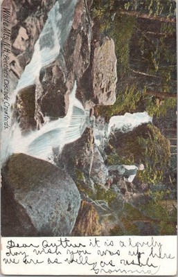 1908 White Mts NH Beecher's Cascade Waterfall Postcard Hugh C. Leighton Co.