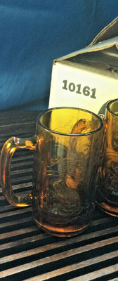 ONE Vintage German  stein Tiara? Amber Glass Katzenjammer Mug Cup Hangover cat 