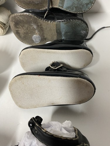 Vintage Lot 5 Pair Mary Jane Black & White Leather Baby Toddler Walking Shoes - Picture 15 of 15