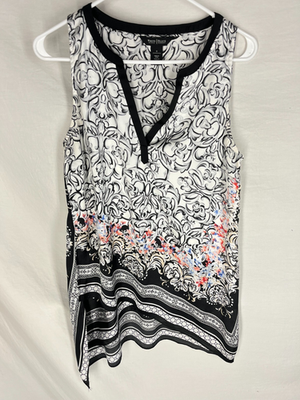 #ad WHITE HOUSE BLACK MARKET Top Size 8 Floral Blouse Tank Asymmetric Career Classy $14.60