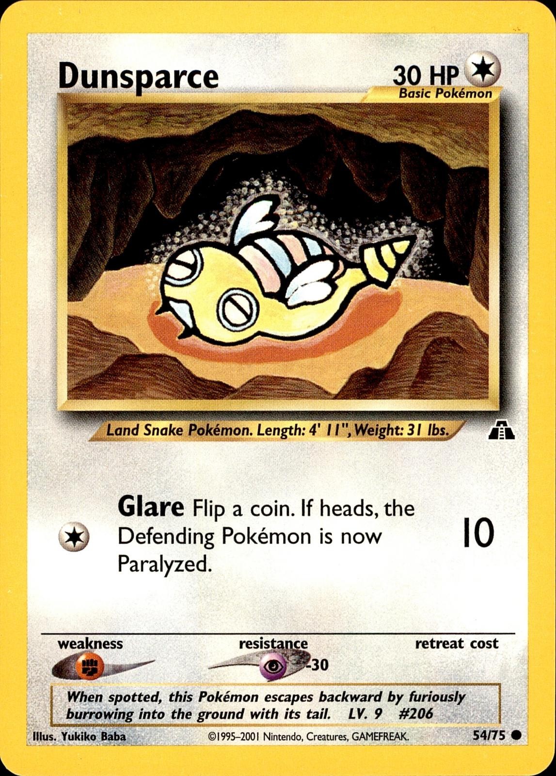 POKEMON DUNSPARCE 54 NEO DISCOVERY 75 COMMON UNLIMITED MP