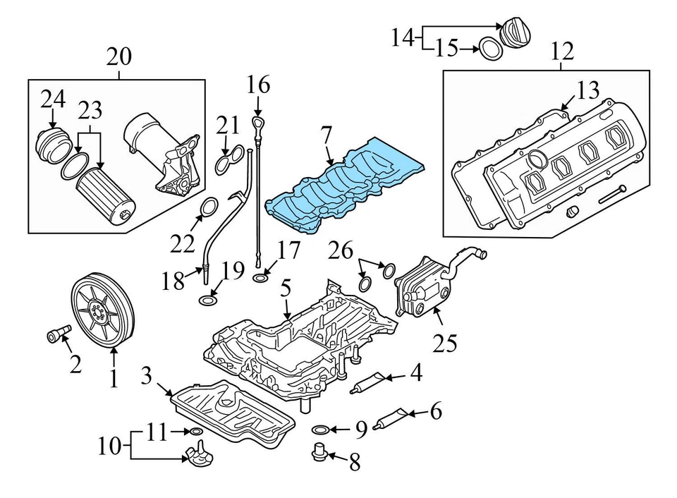 AUDI A8 QUATTRO 2004-2010 4,2 L - Bandeja de aceite del motor/SUNP Windage 079115289C Foto 3 de 4