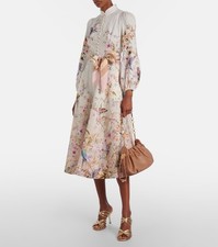 Zimmermann Dress Rebellion Printed Linen Midi 1225 Size 2