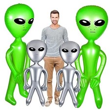 4 Pcs 63 Inch 35 Inch Giant Alien Inflatable Jumbo Blow up Green Silver, Green