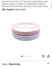 Elk and Friends Kids 7.8  Porcelain Divided Plates w/ Silicone Sleeves, Set Of 2