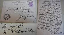 Romanist Karl Vollm&ouml;ller (1848-1922): PK Leisnig 1887 to Romanist E. Koschwitz
