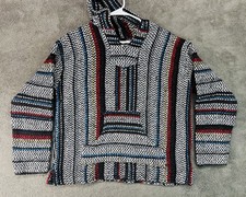Baja Joe Mexican Jerga Blanket Hoodie Hippie Pullover Unisex Sz M Warm  Comfy
