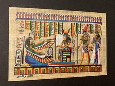 Rare Egyptian Papyrus Painting- Ma  at goddess of truth, justice and order 12x8