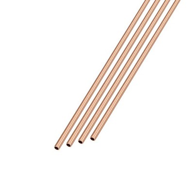 Copper Tube (2mm OD x 0.2mm Wall T x 300mm L) 4Pcs, Straight Tubing