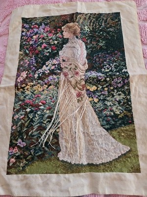 Vtg HTF Dimensions Gold Collection Completed Unframed In Her Garden 155  G2U
