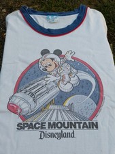 Vintage 80s Disneyland Space Mountain Ringer T Shirt w/ Free 80s Mickey