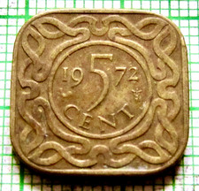 SURINAME 1972 5 CENTS, SQUARE SHAPE Brass km# 12.1 yes we do combine postage