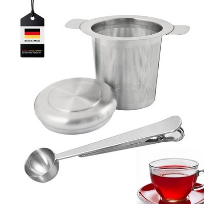 bremermann Teesieb-Set mit Sieb und Teelöffel mit Klammer, aus Edelstahl