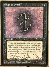 LIMITED EDITION Legends Vintage MtG Glyph of Doom Unplayed NM SIGNED!