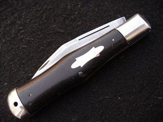 Vintage Ulster Knife Co. NY # 628 Large Ebony Coke Bottle Knife 1876 1941 VG