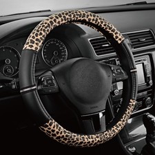 Road Comforts Leopard Steering Wheel Cover For Women Cute Anti-slip Black Road Comforts Leopard Steering Wheel Cover For Women Cute Anti-slip Black