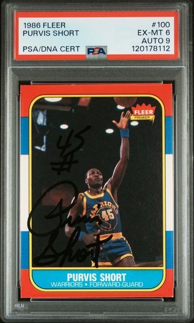 1986 Fleer Basketball Autogramm Purvis Short #100 signiert PSA 6 PSA/DNA Auto. 9