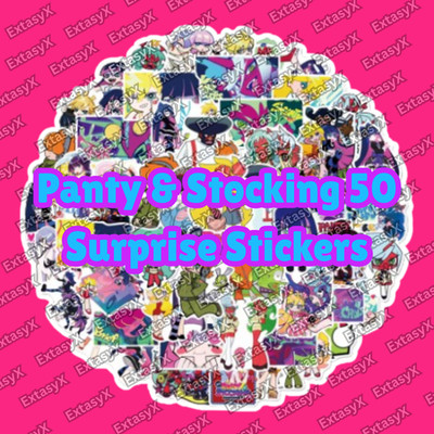 60pcs Panty & Stocking Anime Stickers | Waterproof Vinyl Decals Laptop Phone