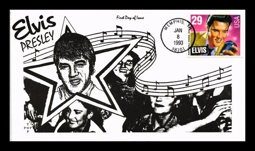 US COVER ELVIS PRESLEY ROCK N ROLL LEGENDS OF MUSIC FDC ALL OVER POP TOP