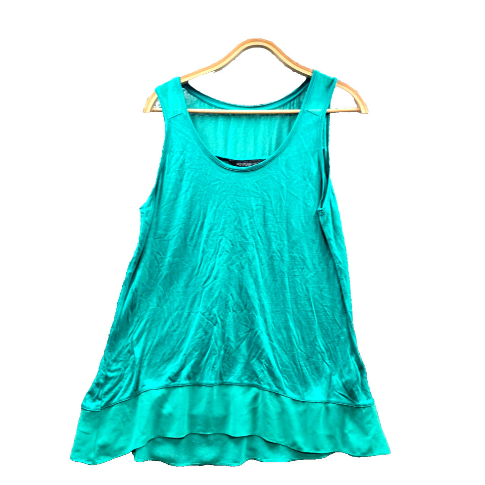 Forever New Top Womens Tank Size 14 Green Stretch Knit Sleeveless Scoop Neck
