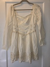 American Eagle Long Sleeve Mini Sweetheart Neckline Cotton Lace Western Dress. S