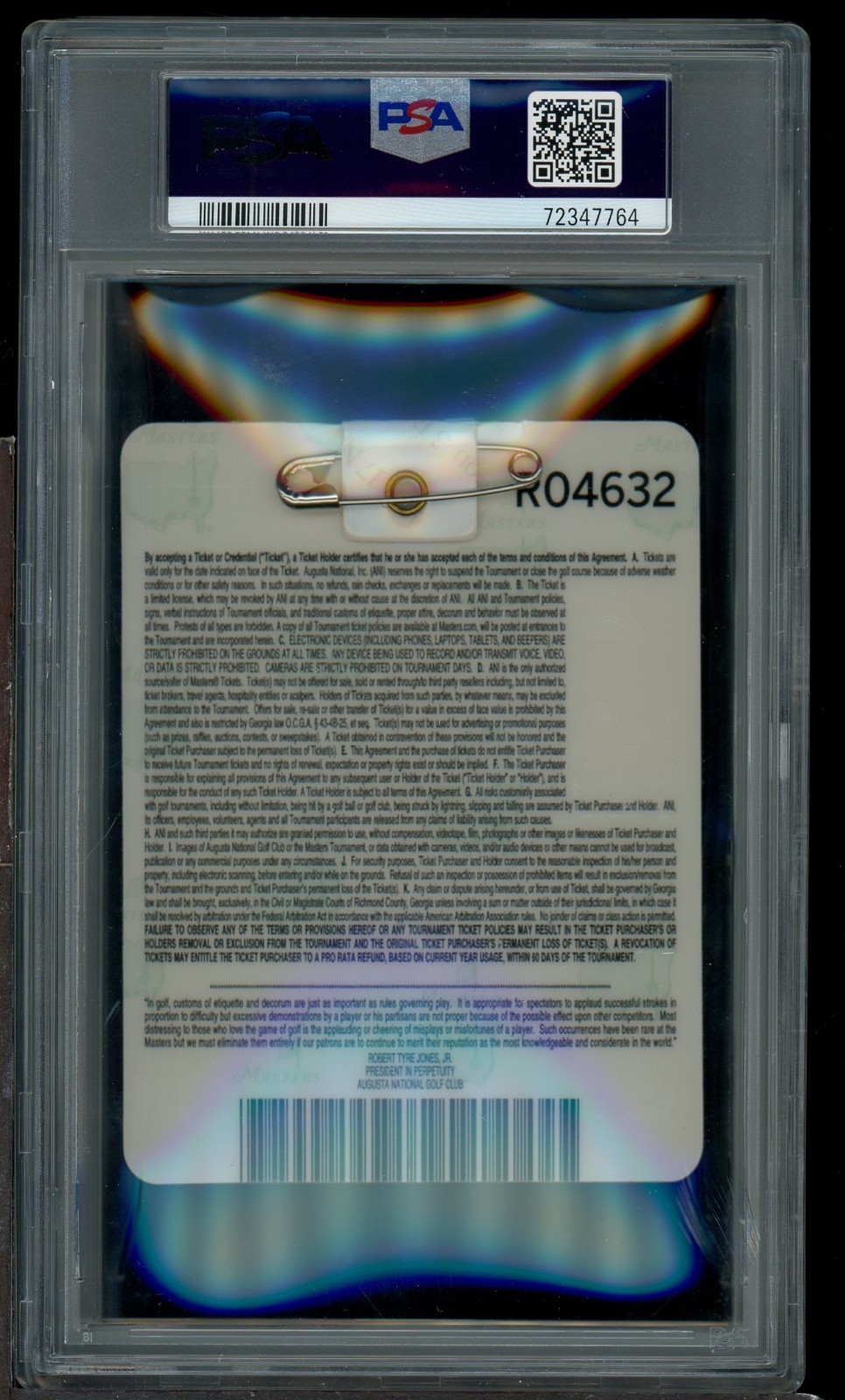 2019 Masters Golf Badge Augusta Tiger Woods Winner PGA Win #81 PSA 8 NM-MT view 2