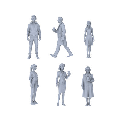 MRY-SFW LYTR242 1/64/87/160 Modern Urban Men Women 6-Pack Diorama Accessories